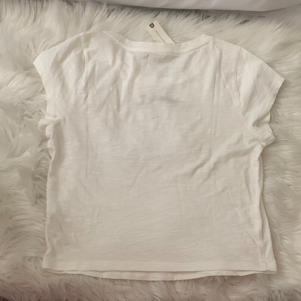 LYREBIRD Clocked Out Lace Cotton Short-Sleeve Baby Tee in White Sz MEDIUM - Picture 4 of 5